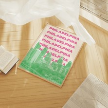 Ninastore Philadelphia Seyahat Baskısı | Dijital Sanat Indirme | Pembe Yeşil Philly Seyahat Sergisi Baskısı |