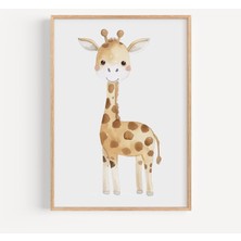 Ninastore Neşeli Zürafa Suluboya Poster: Çocuk Odası Dekorasyonu Için Sevimli Pastel Çocuk Odası Duvar Sanatı