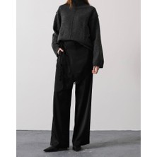 Kadın Saten Dantel Bağlamalı Palazzo Pantolon