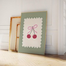 Ninastore Adaçayı Yeşili Coquette Kiraz Baskılı Dijital Sanat Eseri Indirme Meyve Duvar Sanatı Mutfak Sanat Ba