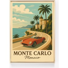 Ninastore Vintage Monte Carlo Seyahat Posteri Kanvas Baskı Duvar Sanatı Dekorasyonu Monaco Hatıra Eşyası Hediy