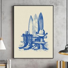 Ninastore Sahil Kovboy Kızı Duvar Sanatı Plaj Temalı Oda Dekorasyonu Sörf Tahtası Tablosu Y2K Estetiği Dopamin