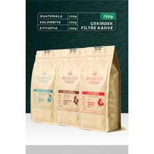 Munico Coffee Munico Guatemala-Kolombiya-Etiyopya Çekirdek Kahve Tadım Paketi 3X250GR (750GR)