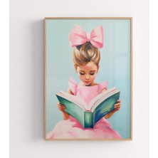 Ninastore Esmer Kız Kitap Okuyor Sanat Baskısı: Pastel Kitap Köşesi Şık Oda Dekorasyonu (Dijital Indirme)