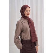 Kızıl Kahve Carell Küpçizgi Jakar Italyan Ipekli Şal