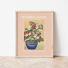 Ninastore Açan Azalea Çiçeği Baskısı | Dijital Sanat Indirme | Şeftali Tonlarında Japon Tarzı Yazdırılabilir S