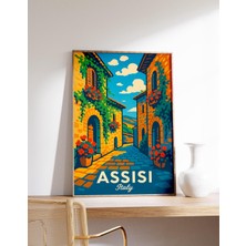 Ninastore Assisi Duvar Sanatı Baskısı Italya Vintage Poster Assisi Seyahat Dekorasyonu Umbria Köy Sanatı Assis