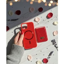 KumOziShop iPhone 13/14 Uyumlu Magsafe ve Mıknatıs Özellikli Taşlı Cüzdanlı Premium Kılıf