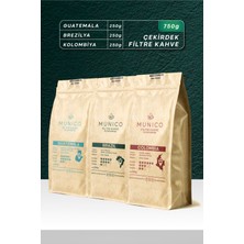 Munico Coffee Munico Guatemala-Brezilya-Kolombiya Çekirdek Kahve Tadım Paketi 3X250GR (750GR)