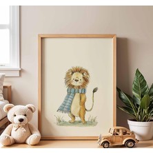 Ninastore Aslan Temalı Çocuk Odası Posteri Safari Hayvanları Çocuk Duvar Sanatı Bebek Odası Orman Baskılı Eğle