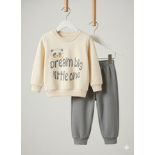 Selvira Panda Baskılı Unisex 3 Iplik Şardonlu Çocuk Eşofman Takımı – Uzun Kollu Sweatshirt & Lastikli Alt, Pamuklu
