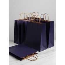 e ERTA Lacivert Renkli Kraft Çanta 25X31 cm 25 Adet Hediye Poşeti , Hediye Paketi , Kraft Kağıt Çanta
