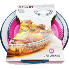 abnturk Yüksek Kalite 2'li Borcam Fırın Tepsisi 32X32 cm ve 25X25 cm 1720 cc ve 2950 cc Borcam Takımı