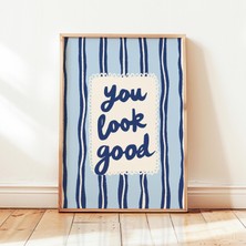 Ninastore "çok Iyi Görünüyorsun" Baskılı Mavi Çizgili Banyo Posteri, Vintage Banyo Duvar Dekoru, Çerçevesiz