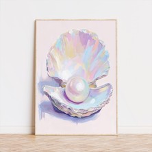 Ninastore Işıltılı Inci Deniz Kabuğu Baskısı: Pastel Kıyı Duvar Sanatı (Dijital Indirme)