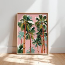 Ninastore Tropikal Noel Palmiye Ağacı Sanat Baskısı Pastel Pembe Tatil Dekorasyonu (Dijital Indirme)