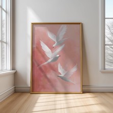 Ninastore Pembe Kuş Çocuk Odası Baskısı: Vintage Çiftlik Evi Hayvan Duvar Sanatı (Dijital Indirme)