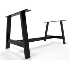 Telfence Orta Kayıtlı A Tipi Metal Demir Masa Ayağı 2’li – Siyah Elektrostatik Boyalı Çelik Masa Ayağı