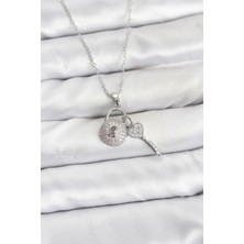 Maral Group 316L Çelik Zincir Gümüş Renk Kilit Anahtar Model Zirkon Taşlı Kadın Kolye