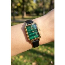 Lee Cooper Kadın Kol Saati | Zarif Tasarım, Dikdörtgen Altın Renk Kasa, Siyah Deri Kordon