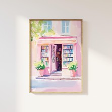 Ninastore Kitapçı Baskılı, Neşeli Kitap Temalı Duvar Sanatı, Dijital Indirme, Sevimli Kitap Sever Dekorasyonu,