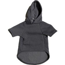 Feyza Design Yumuşak ve Rahat Kapüşonlu Sweatshirt, Köpek ve Kedi Desenli, Antrasit