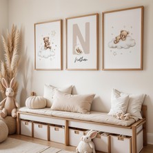 Ninastore Kişiselleştirilmiş Oyuncak Ayı Temalı Çocuk Odası Baskıları: Bulut Ay Balon Sanatı (Dijital Indirme)