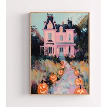 Ninastore Pembe Perili Ev Cadılar Bayramı Baskısı: Kız Çocuklarına Özel Ürkütücü Dekorasyon (Dijital Indirme)