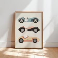 Ninastore Klasik Yarış Arabası Baskısı: Retro Otomobil Temalı Çocuk Odası Dekorasyonu (Dijital Indirme)