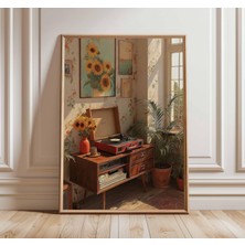 Ninastore Vintage Pikap Sanat Baskısı | Retro Ev Dekorasyon Posteri | Ayçiçeği Duvar Sanatı | Orta Çağ Modern