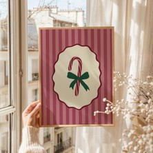 Ninastore Şeker Kamışı Noel Duvar Sanatı Dijital Indirme Retro Tatil Baskısı Klasik Noel Dekorasyonu Çizgili N