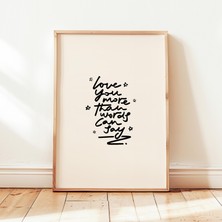 Ninastore Seni Daha Çok Seviyorum Baskılı Retro Çift Posteri Minimalist Tipografi Duvar Dekoru