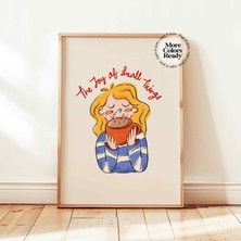 Ninastore Küçük Şeylerin Mutluluğu Yazdırılabilir Olumlu Onaylamalar Posteri Çocuk Illüstrasyonu Duvar Dekoru