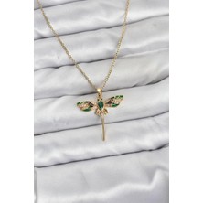 Maral Group 316L Çelik Zincir Gold Renk Yusufçuk Model Zirkon Taşlı Kadın Kolye