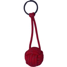 Evvel Aksesuar Reflektörlü Kırmızı Örgü Küre Orta Boy Anahtarlık