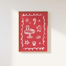 Ninastore Noel Sütü ve Kurabiyeleri Baskılı Dijital Sanat Eseri Indirme, Neşeli Noel Dekorasyonu, El Çizimi Ta