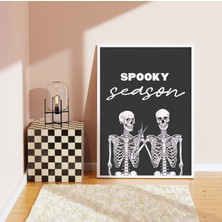 Ninastore Ürkütücü Sezon Iskelet Baskısı | Dijital Sanat Indirme | Sevimli Siyah Cadılar Bayramı Duvar Dekoru