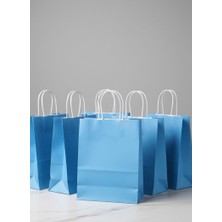 e ERTA Mavi Renkli Kraft Çanta 25X31 cm 25 Adet Hediye Poşeti , Hediye Paketi , Kraft Kağıt Çanta