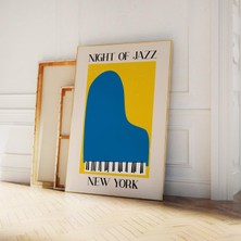 Ninastore New York Caz Baskısı | Dijital Sanat Indirme | Sarı ve Mavi Caz ​​müzik Duvar Sanatı | Soyut Piyano