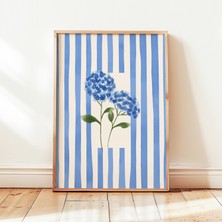 Ninastore Vahşi Çiçek Vintage Baskı Mavi Suluboya Çiçek Posteri Botanik Kır Evi Tarzı Duvar Dekoru Çerçevesiz