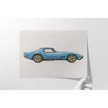 Ninastore Corvette C3 Suluboya Baskı: Klasik Kaslı Araba Posteri (Dijital Indirme)