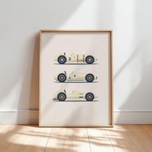 Ninastore Retro Yarış Arabası Temalı Çocuk Odası Baskısı: Klasik Spor Arabalar (Dijital Indirme)