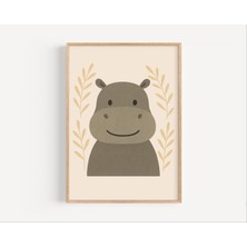 Ninastore Su Aygırı Temalı Çocuk Odası Baskısı: Orman Safari Hayvanları Duvar Sanatı (Dijital Indirme)