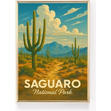 Ninastore Vintage Saguaro Ulusal Parkı Poster Baskısı Kanvas Duvar Sanatı Dekorasyonu Seyahat Hediyesi Güneyba