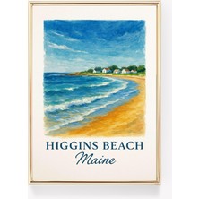 Ninastore Higgins Plajı Seyahat Posteri Maine Duvar Sanatı Higgins Plajı Baskısı Kıyı Kanvas Dekor Maine Hediy