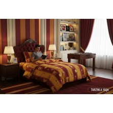 Renkli Düşler Atölyesi Sarı - Kırmızı Forma Desenli %100 Pamuklu Tek Kişilik Taraftar Nevresim Takımı