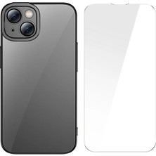 iPhone 14 Plus Uyumlu 6.7 Renkli Kenar Silikon Kılıf + Tempered Ekran Koruyucu Se - NAJMADDIN472