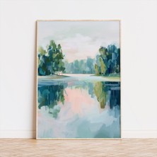 Ninastore Sakin Göl Manzarası Baskısı: Pastel Doğa Yansıması (Dijital Indirme)