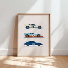 Ninastore Retro Yarış Arabası Temalı Çocuk Odası Baskısı: Klasik Spor Arabalar (Dijital Indirme)