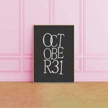 Ninastore 31 Ekim Baskısı | Dijital Sanat Indirme | Minimalist Siyah Cadılar Bayramı Duvar Dekoru | Trend Cadı